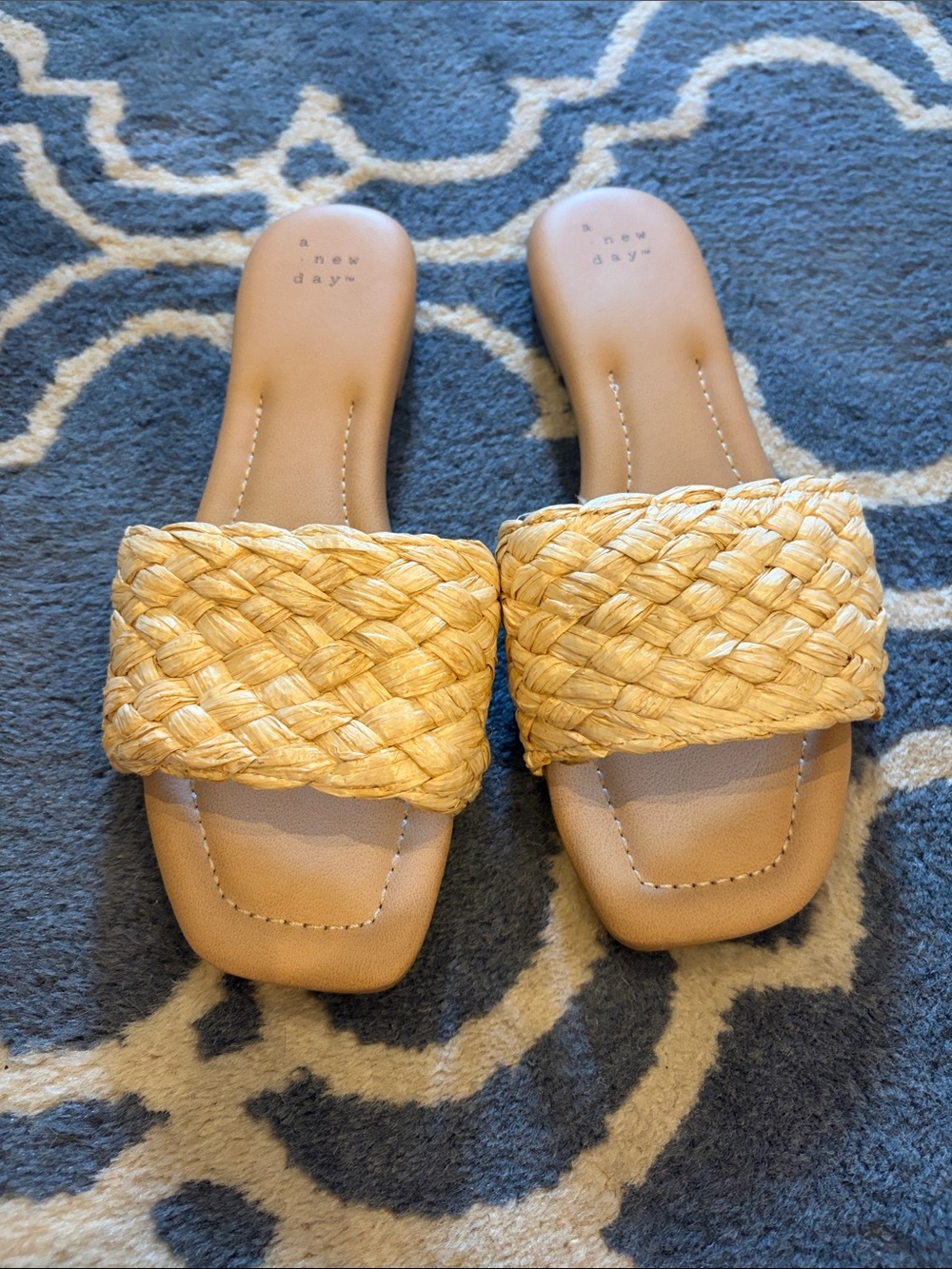 a new day Tan Braided Wide-Band Slide Sandals